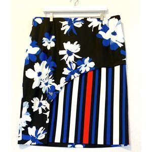 Eloquii Pencil Skirt Floral  Stripe with Slit